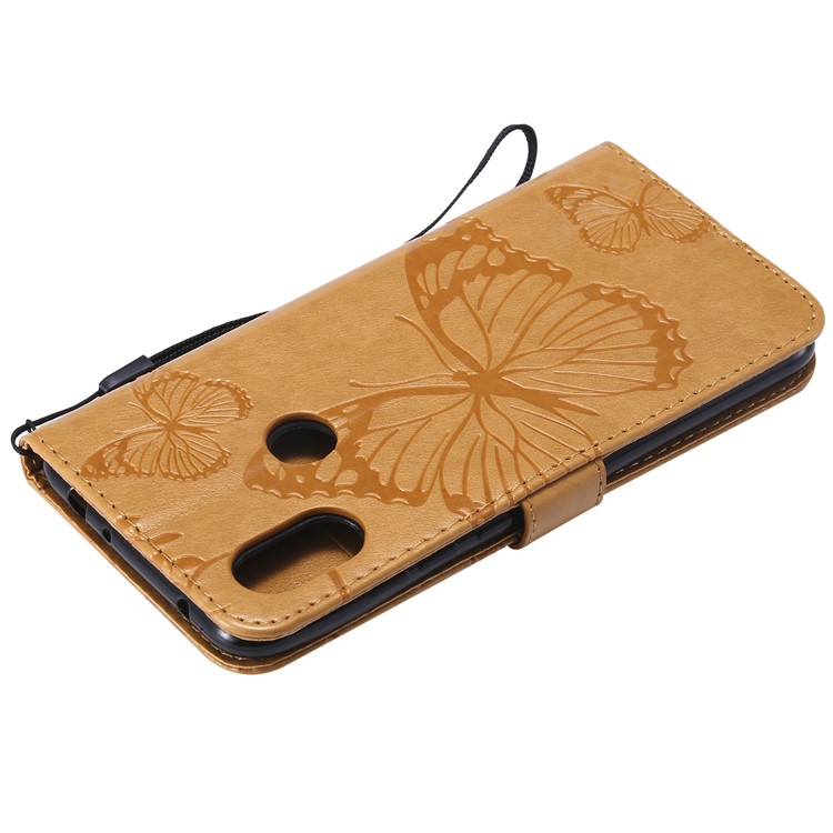 Imprint Butterfly Magnetic Leather Wallet Case for Xiaomi Redmi Note 6 Pro - Brown-8
