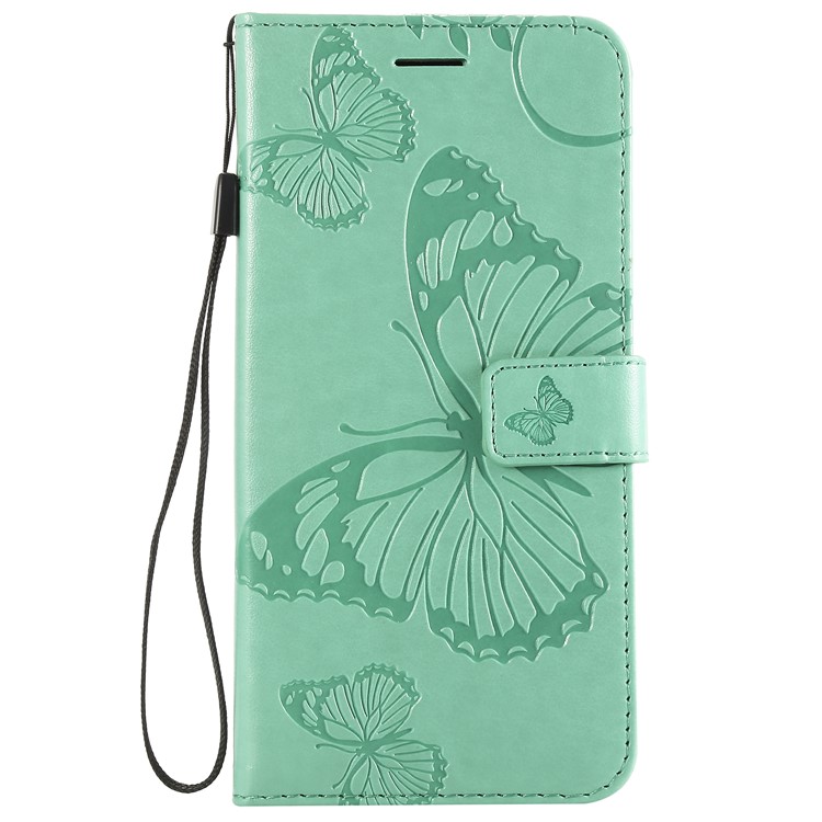 Imprint Butterfly Magnetic Leather Stand Case for Xiaomi Redmi Note 6 Pro - Cyan-2