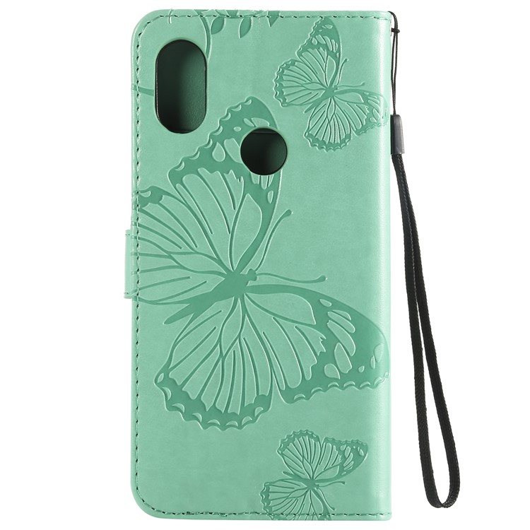 Imprint Butterfly Magnetic Leather Stand Case for Xiaomi Redmi Note 6 Pro - Cyan-3