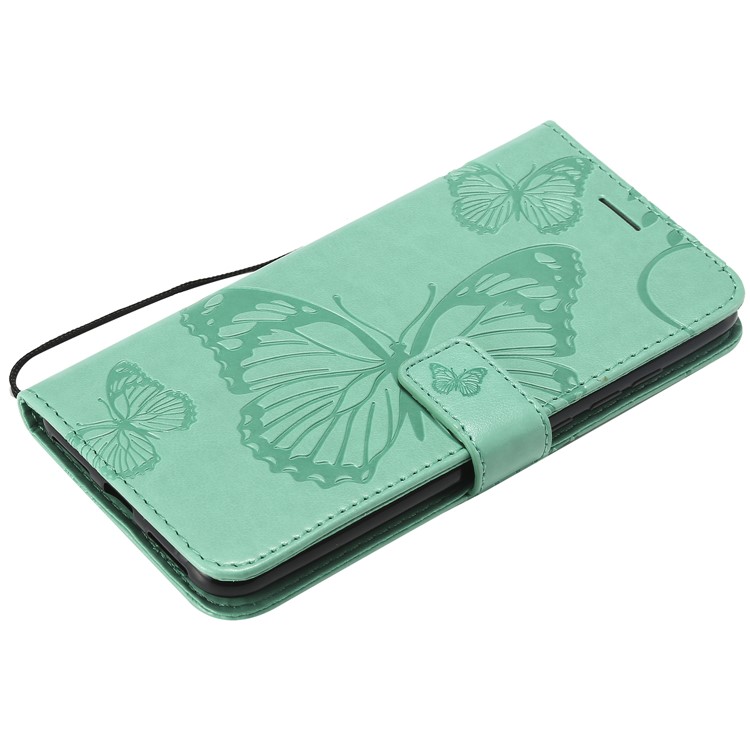 Imprint Butterfly Magnetic Leather Stand Case for Xiaomi Redmi Note 6 Pro - Cyan-7