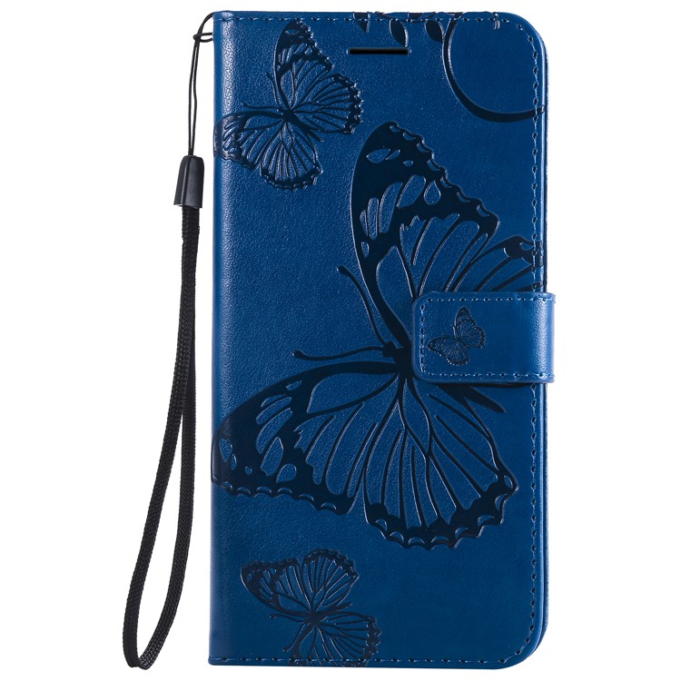 Imprint Butterfly Magnetic Leather Stand Cover for Xiaomi Redmi Note 6 Pro - Blue-2