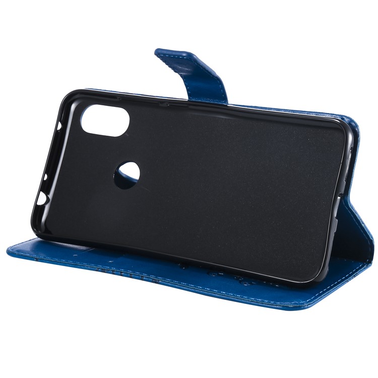 Imprint Butterfly Magnetic Leather Stand Cover for Xiaomi Redmi Note 6 Pro - Blue-6