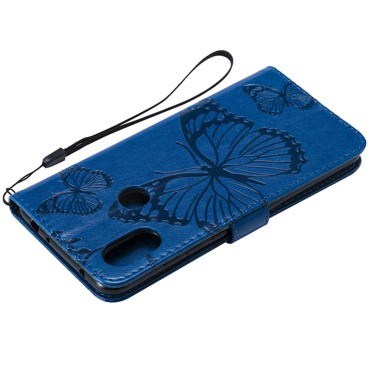 Imprint Butterfly Magnetic Leather Stand Cover for Xiaomi Redmi Note 6 Pro - Blue-8