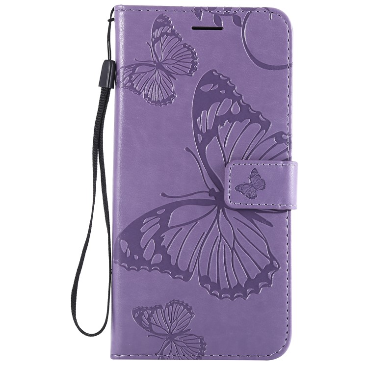 Imprint Butterfly Mobile Phone Leather Wallet Case for Xiaomi Redmi Note 6 Pro - Purple-2