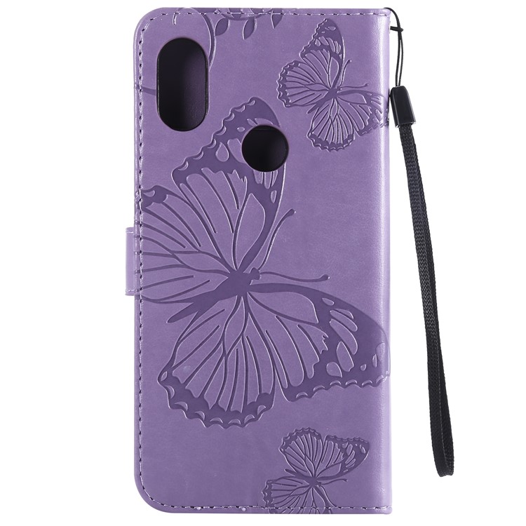 Imprint Butterfly Mobile Phone Leather Wallet Case for Xiaomi Redmi Note 6 Pro - Purple-3