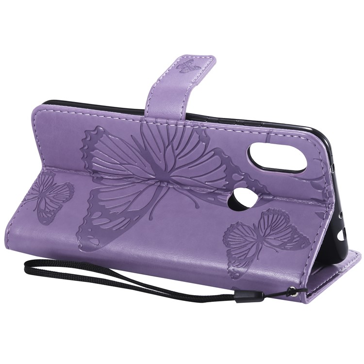 Imprint Butterfly Mobile Phone Leather Wallet Case for Xiaomi Redmi Note 6 Pro - Purple-5