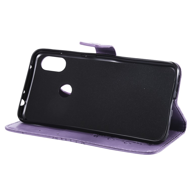 Imprint Butterfly Mobile Phone Leather Wallet Case for Xiaomi Redmi Note 6 Pro - Purple-6