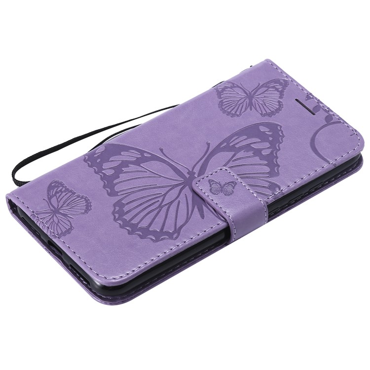 Imprint Butterfly Mobile Phone Leather Wallet Case for Xiaomi Redmi Note 6 Pro - Purple-7