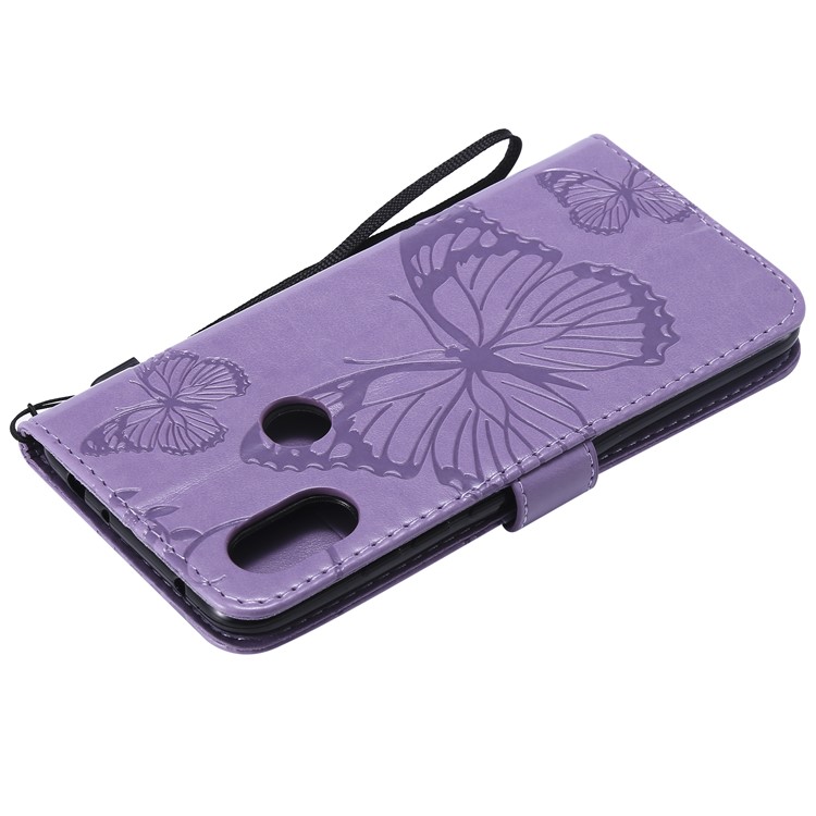 Imprint Butterfly Mobile Phone Leather Wallet Case for Xiaomi Redmi Note 6 Pro - Purple-8