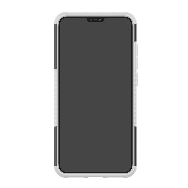 Anti-slip Tyre Pattern Hybrid Mobile Phone Cover with Kickstand for Xiaomi Redmi Note 6 Pro - White-4