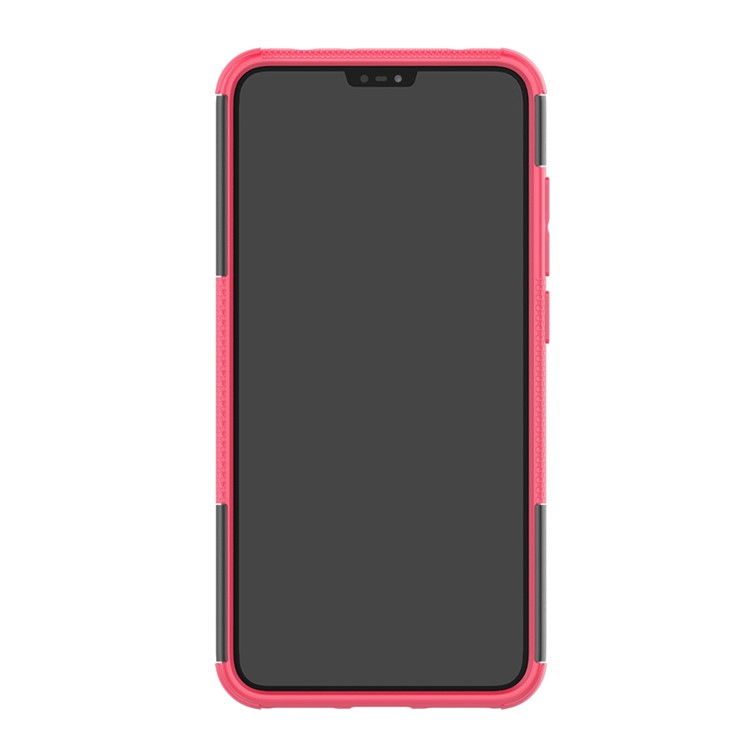 Anti-slip Tyre Pattern PC TPU Combo Case with Kickstand for Xiaomi Redmi Note 6 Pro - Rose-3