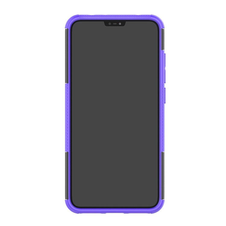 Anti-slip Tyre Pattern Hybrid Back Shell with Kickstand for Xiaomi Redmi Note 6 Pro - Purple-3