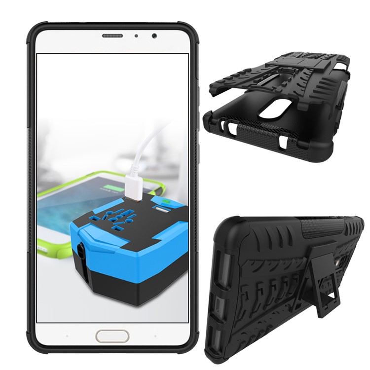 Anti-slip PC + TPU Hybrid Case with Kickstand for Xiaomi Redmi Pro - Black-2