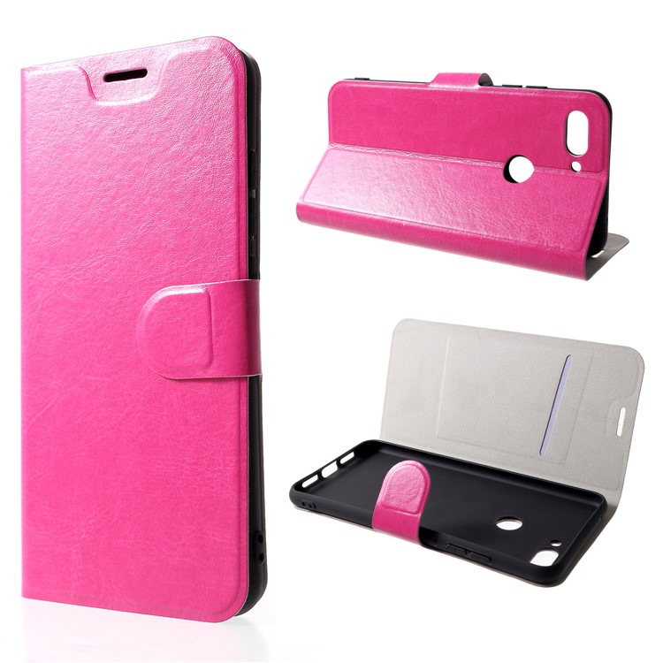 Crazy Horse Leather Flip Case for Xiaomi Mi 8 Lite / Mi 8 Youth (Mi 8X) - Rose-1