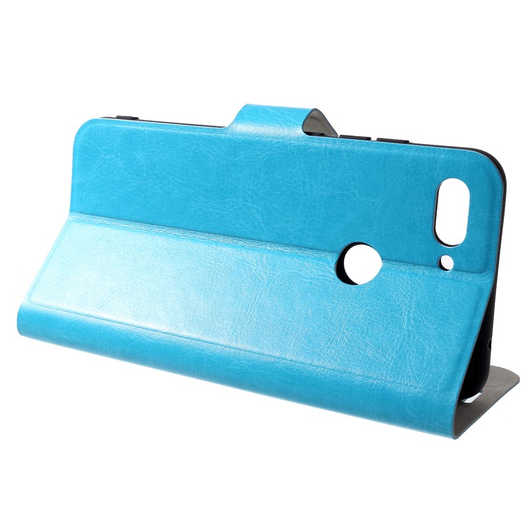 Crazy Horse Leather Card Holder Mobile Phone Shell for Xiaomi Mi 8 Lite / Mi 8 Youth (Mi 8X) - Blue-4