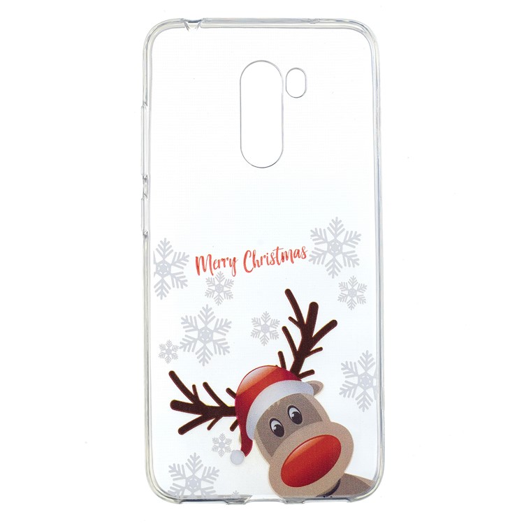 Pattern Printing Christmas Series TPU Shell Case for Xiaomi Pocophone F1 / Poco F1 in India - Reindeer and Merry Christmas-1