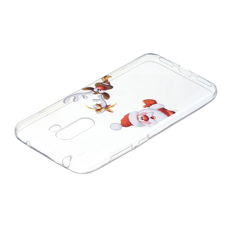 Pattern Printing Christmas Series TPU Flexible Case for Xiaomi Pocophone F1 / Poco F1 in India - Reindeer and Santa Claus-3