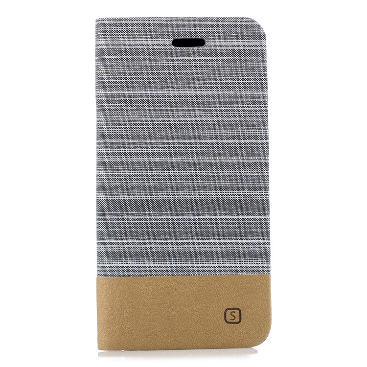 Bi-color Canvas Leather Card Holder Stand Shell for Xiaomi Pocophone F1 / Poco F1 (India) - Light Grey-1