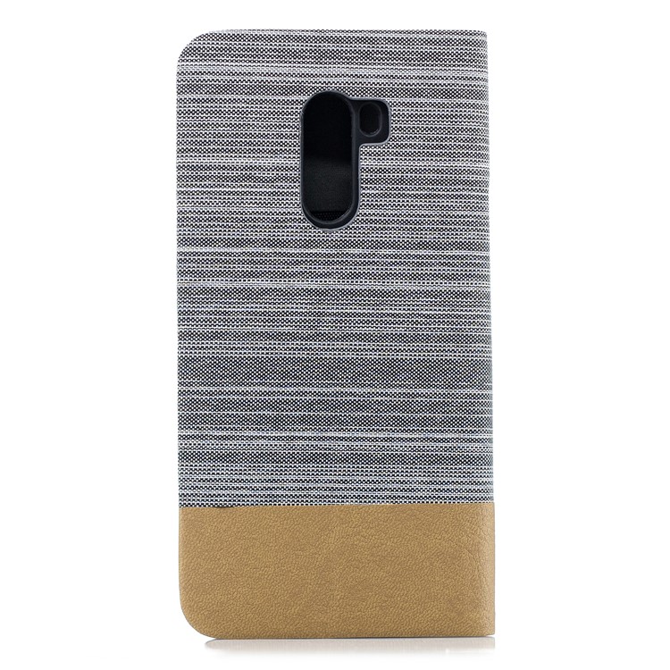Bi-color Canvas Leather Card Holder Stand Shell for Xiaomi Pocophone F1 / Poco F1 (India) - Light Grey-2