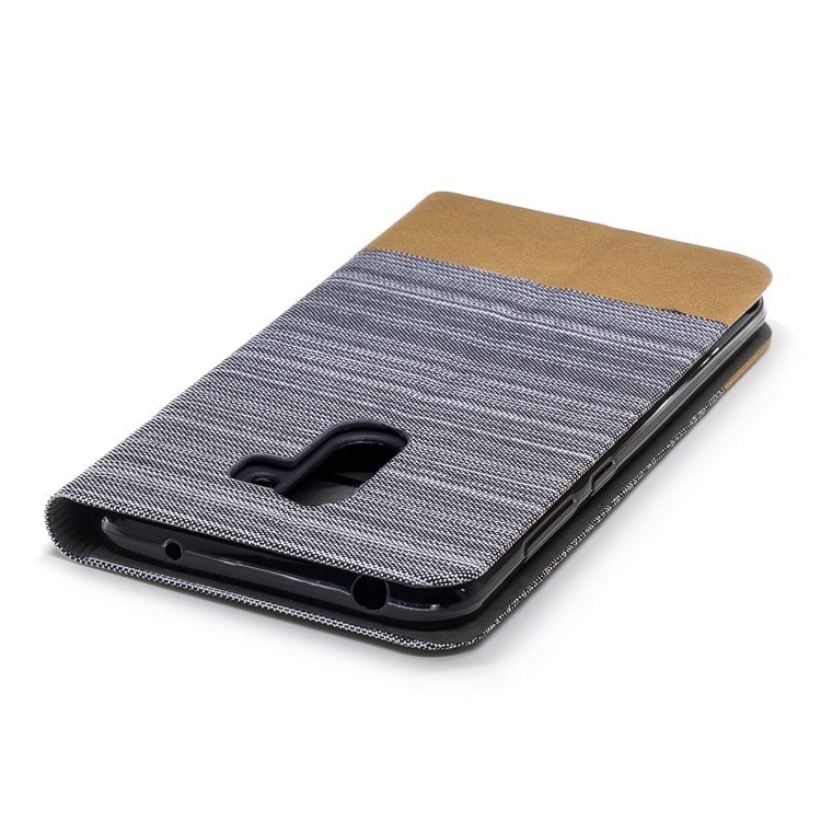 Bi-color Canvas Leather Card Holder Stand Shell for Xiaomi Pocophone F1 / Poco F1 (India) - Light Grey-6