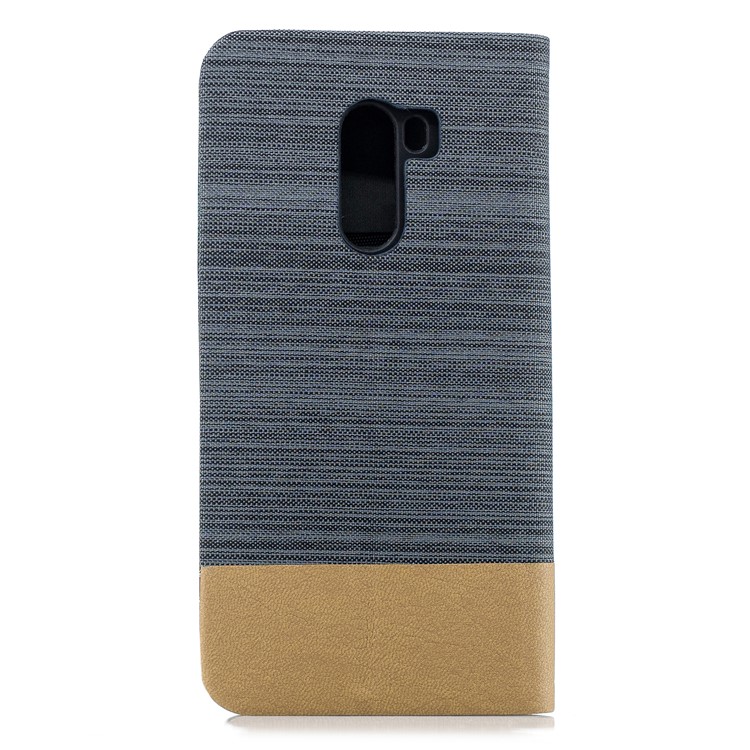 Bi-color Canvas Leather Card Holder Stand Casing for Xiaomi Pocophone F1 / Poco F1 (India) - Coffee-2