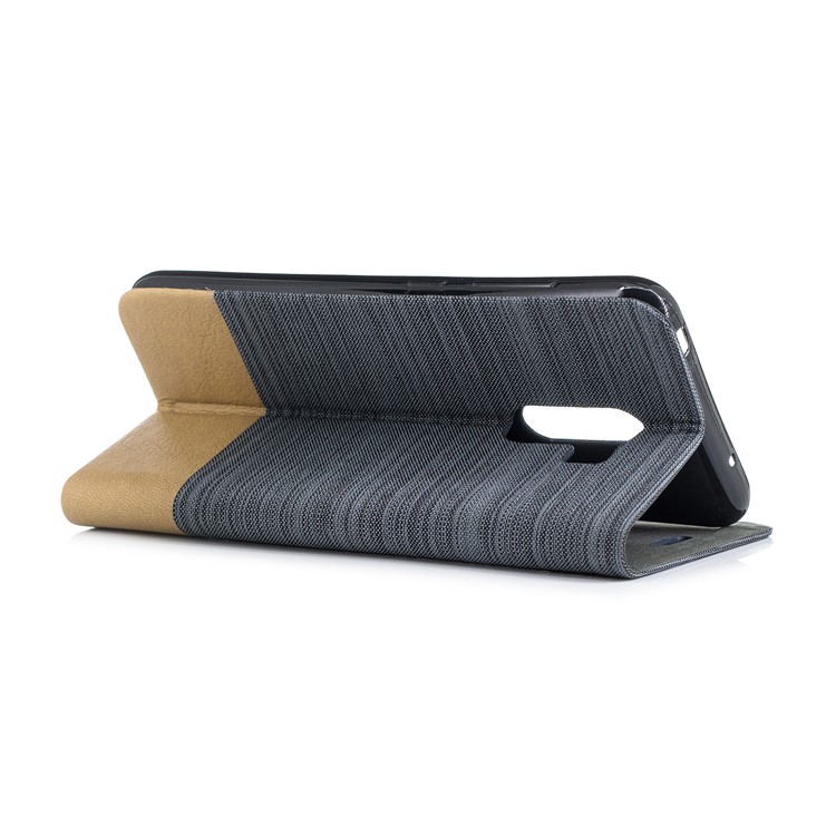 Bi-color Canvas Leather Card Holder Stand Casing for Xiaomi Pocophone F1 / Poco F1 (India) - Coffee-3