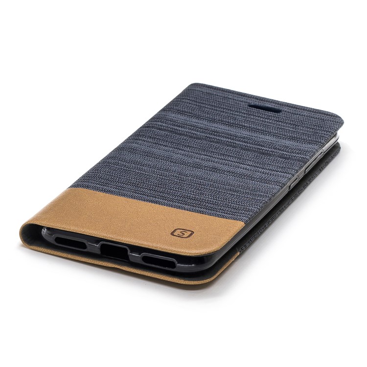 Bi-color Canvas Leather Card Holder Stand Casing for Xiaomi Pocophone F1 / Poco F1 (India) - Coffee-5
