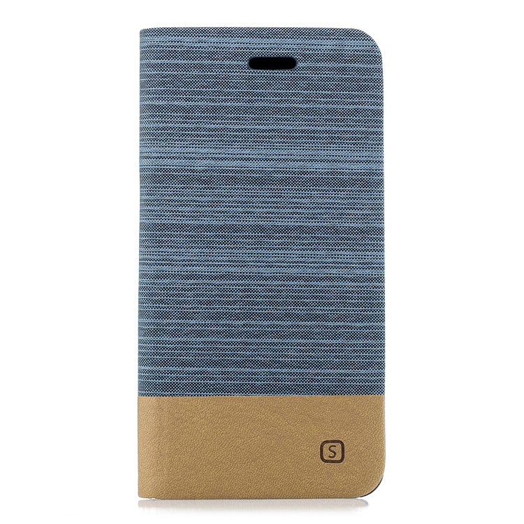 Bi-color Canvas Leather Card Holder Stand Cellphone Case for Xiaomi Pocophone F1 / Poco F1 (India) - Baby Blue-1