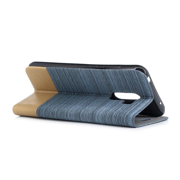 Bi-color Canvas Leather Card Holder Stand Cellphone Case for Xiaomi Pocophone F1 / Poco F1 (India) - Baby Blue-3