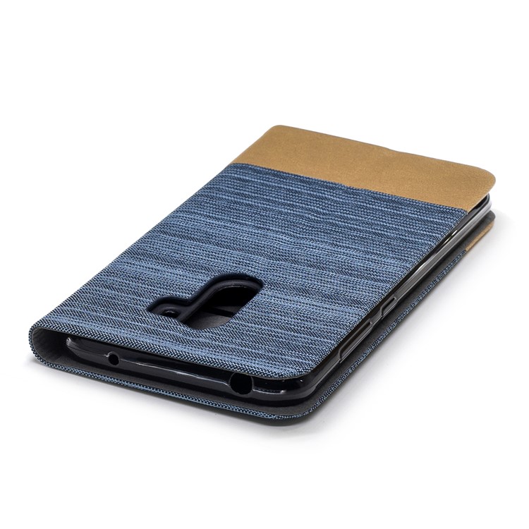 Bi-color Canvas Leather Card Holder Stand Cellphone Case for Xiaomi Pocophone F1 / Poco F1 (India) - Baby Blue-6