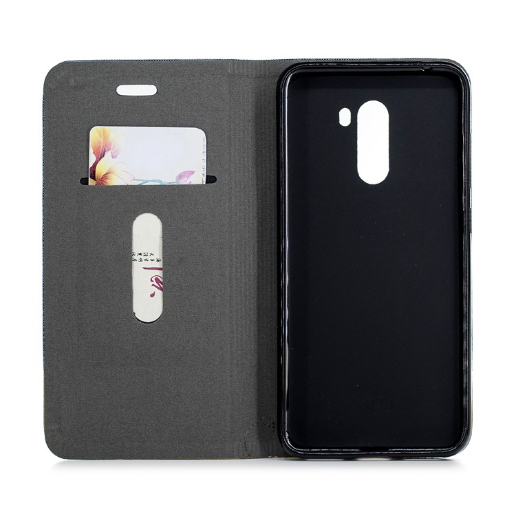 Bi-color Canvas Leather Card Holder Stand Cellphone Case for Xiaomi Pocophone F1 / Poco F1 (India) - Baby Blue-7