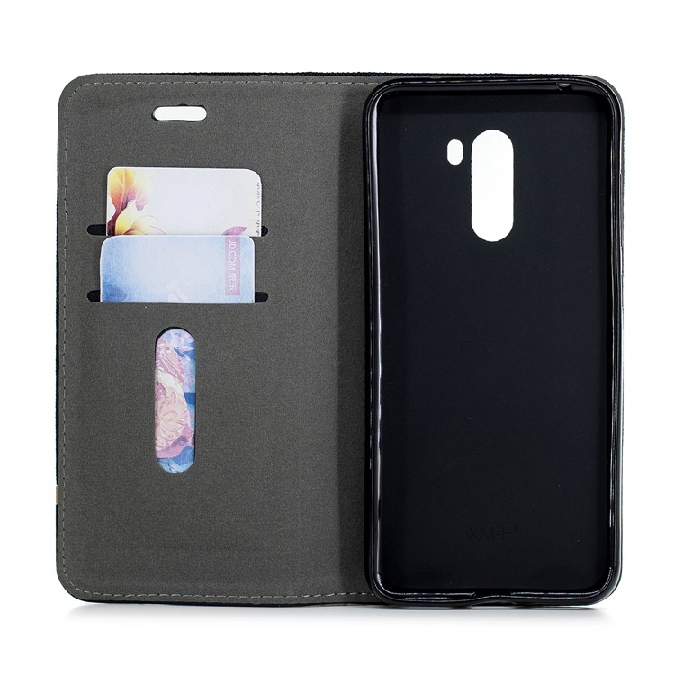 Cloth Texture Splicing PU Leather Flip Case with Card Slots for Xiaomi Pocophone F1 / Poco F1 in India - Black-8