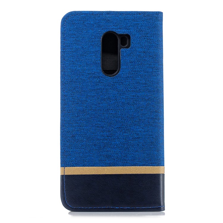 Cloth Texture Splicing PU Leather Mobile Phone Casing with Card Slots for Xiaomi Pocophone F1 / Poco F1 in India - Blue-2