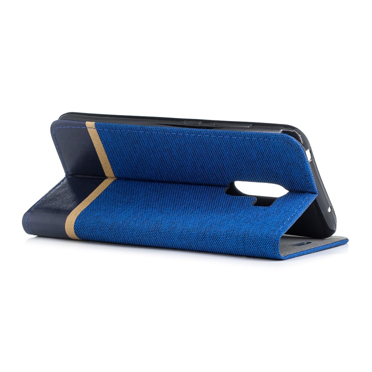 Cloth Texture Splicing PU Leather Mobile Phone Casing with Card Slots for Xiaomi Pocophone F1 / Poco F1 in India - Blue-3