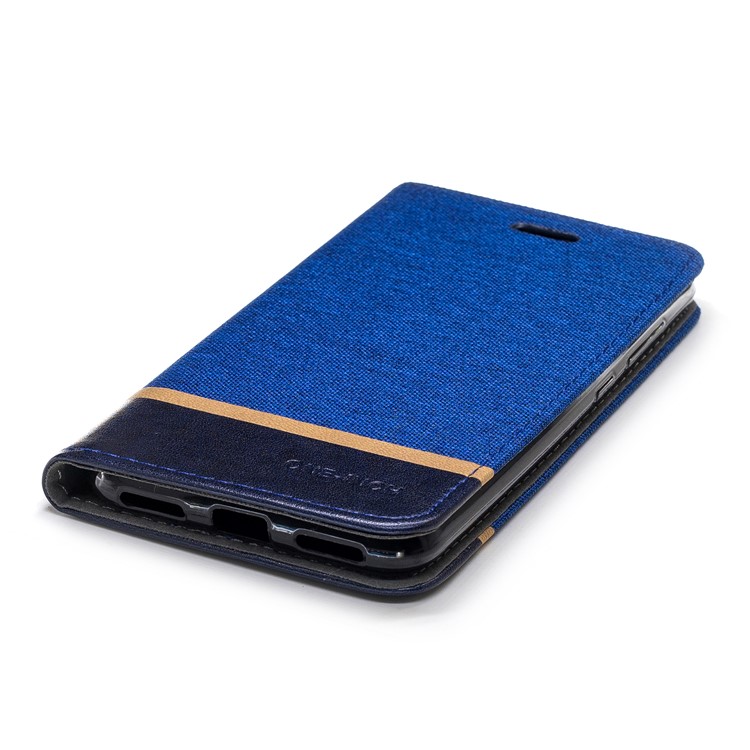 Cloth Texture Splicing PU Leather Mobile Phone Casing with Card Slots for Xiaomi Pocophone F1 / Poco F1 in India - Blue-5