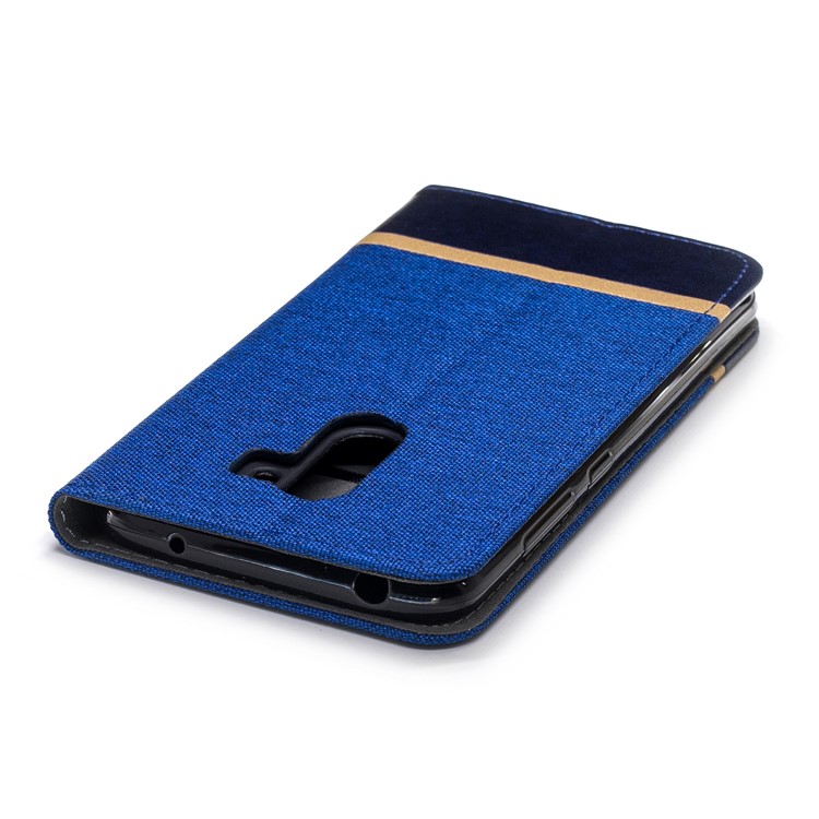 Cloth Texture Splicing PU Leather Mobile Phone Casing with Card Slots for Xiaomi Pocophone F1 / Poco F1 in India - Blue-6