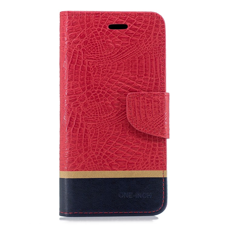 Crocodile Texture Splicing PU Leather Wallet Casing for Xiaomi Pocophone F1 / Poco F1 in India - Red-1