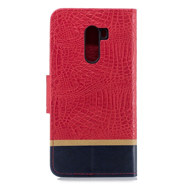 Crocodile Texture Splicing PU Leather Wallet Casing for Xiaomi Pocophone F1 / Poco F1 in India - Red-2