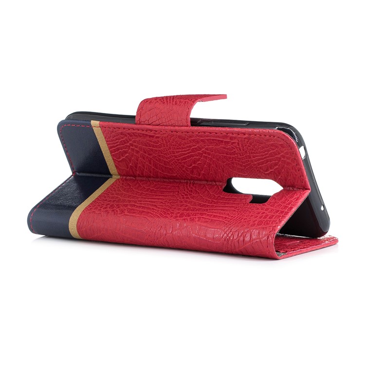Crocodile Texture Splicing PU Leather Wallet Casing for Xiaomi Pocophone F1 / Poco F1 in India - Red-3