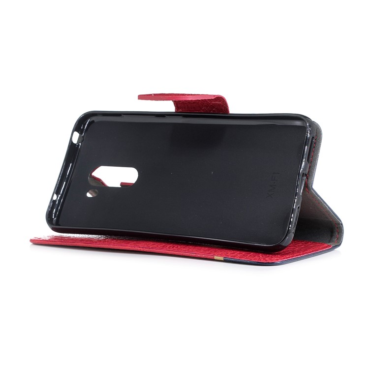 Crocodile Texture Splicing PU Leather Wallet Casing for Xiaomi Pocophone F1 / Poco F1 in India - Red-4