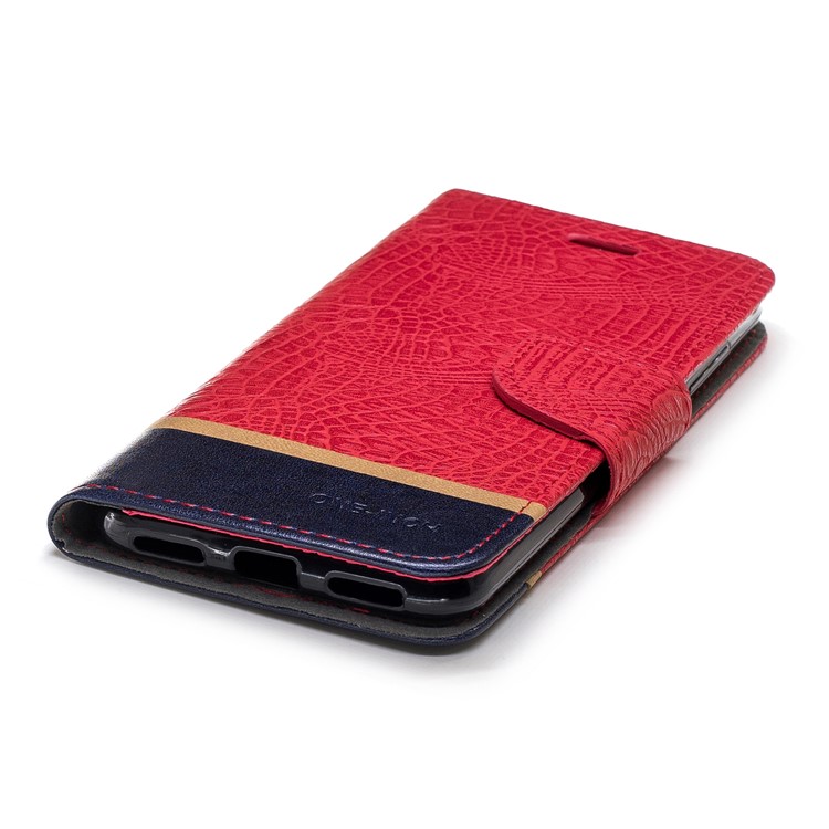 Crocodile Texture Splicing PU Leather Wallet Casing for Xiaomi Pocophone F1 / Poco F1 in India - Red-5