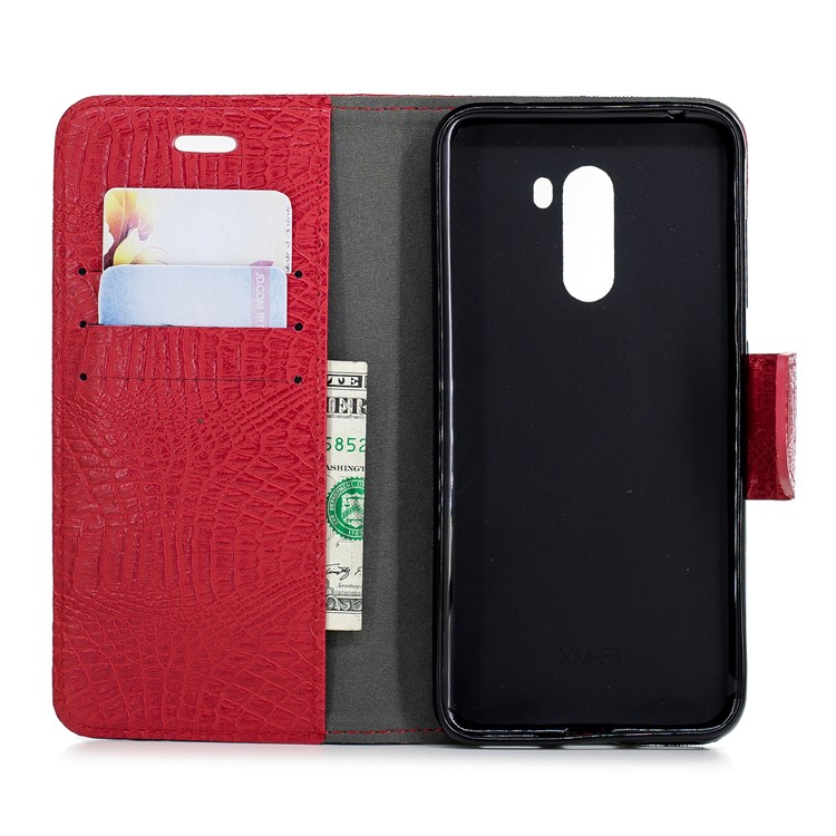 Crocodile Texture Splicing PU Leather Wallet Casing for Xiaomi Pocophone F1 / Poco F1 in India - Red-7