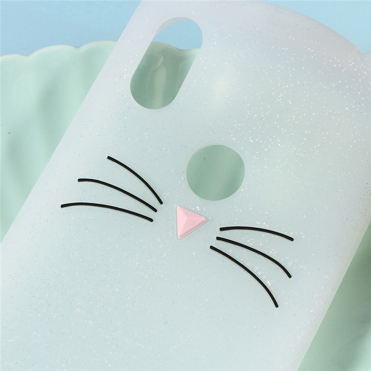 3D Moustache Cat Silicone Cover Case for Xiaomi Redmi S2 / Y2 - Transparent-3