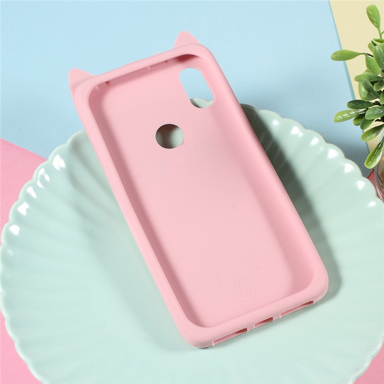 3D Moustache Cat Silicone Shell for Xiaomi Redmi S2 / Y2 - Pink-2