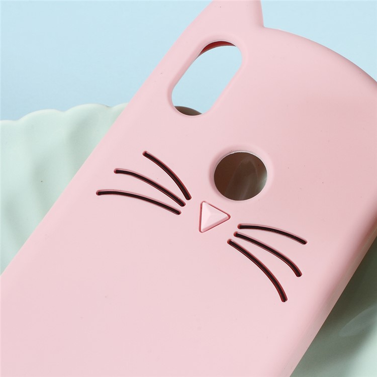 3D Moustache Cat Silicone Shell for Xiaomi Redmi S2 / Y2 - Pink-3