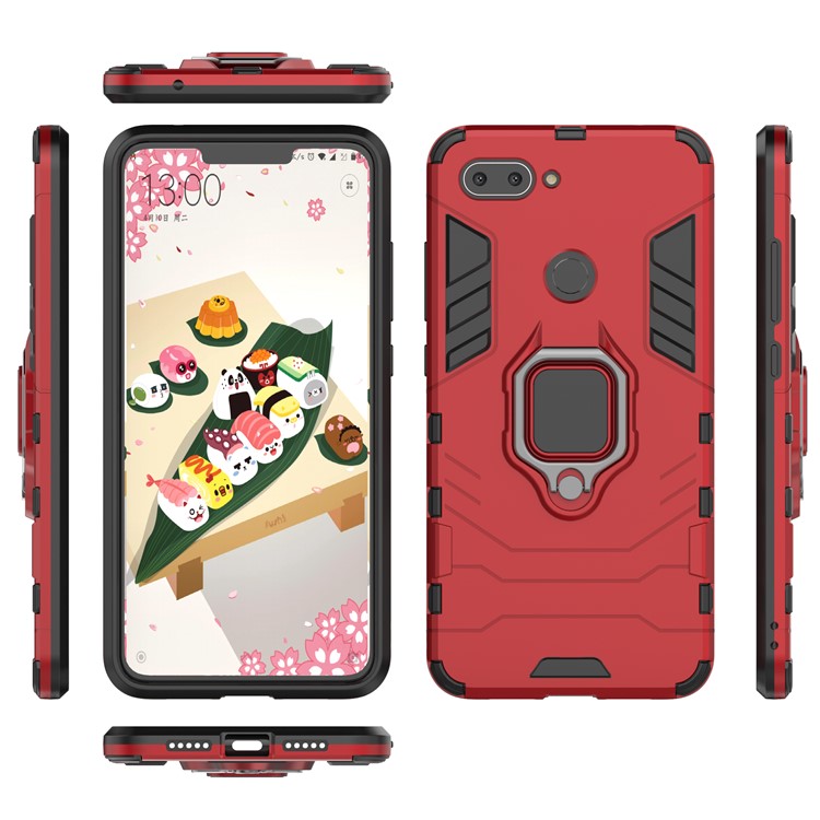 Finger Ring Kickstand PC + TPU Hybrid Phone Cover for Xiaomi Mi 8 Lite / Mi 8 Youth (Mi 8X) - Red-4