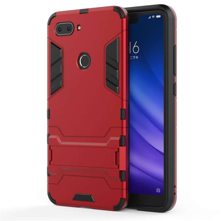 Cool Guard PC TPU Case Combo Con Cavalletto Per Xiaomi Mi 8 Lite / Xiaomi Mi 8 Youth (mi 8X) - Rosso-2