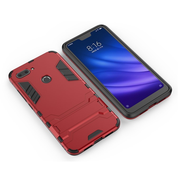 Cool Guard PC TPU Case Combo Con Cavalletto Per Xiaomi Mi 8 Lite / Xiaomi Mi 8 Youth (mi 8X) - Rosso-3