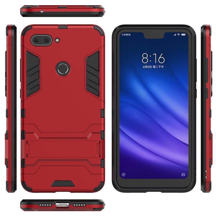 Cool Guard PC TPU Combo Case with Kickstand for Xiaomi Mi 8 Lite / Xiaomi Mi 8 Youth (Mi 8X) - Red-4