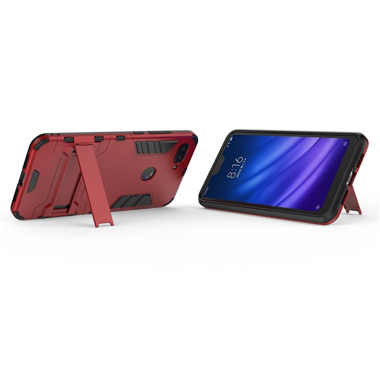 Cool Guard PC TPU Case Combo Con Cavalletto Per Xiaomi Mi 8 Lite / Xiaomi Mi 8 Youth (mi 8X) - Rosso-5